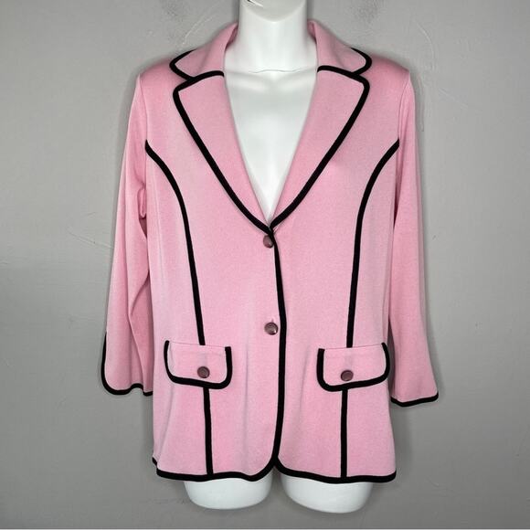 MISOOK Blazer Jacket Womens Size Small Petite Knit Petal Pink Feminine Easter - Picture 1 of 9
